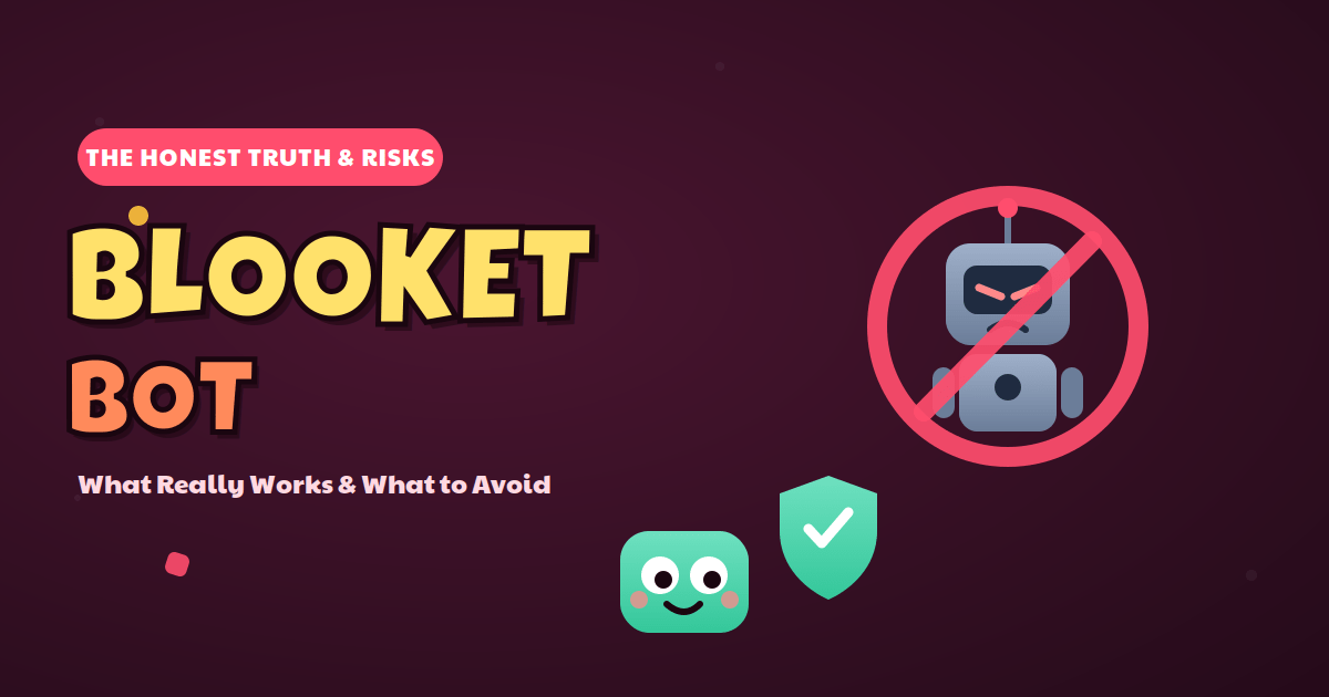 Blooket bot illustration with a robot crossed out by a no sign, a safety shield and mascot