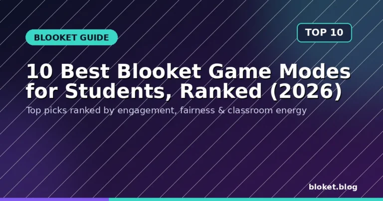 Blooket game modes ranked guide cover showing top 10 list title for students